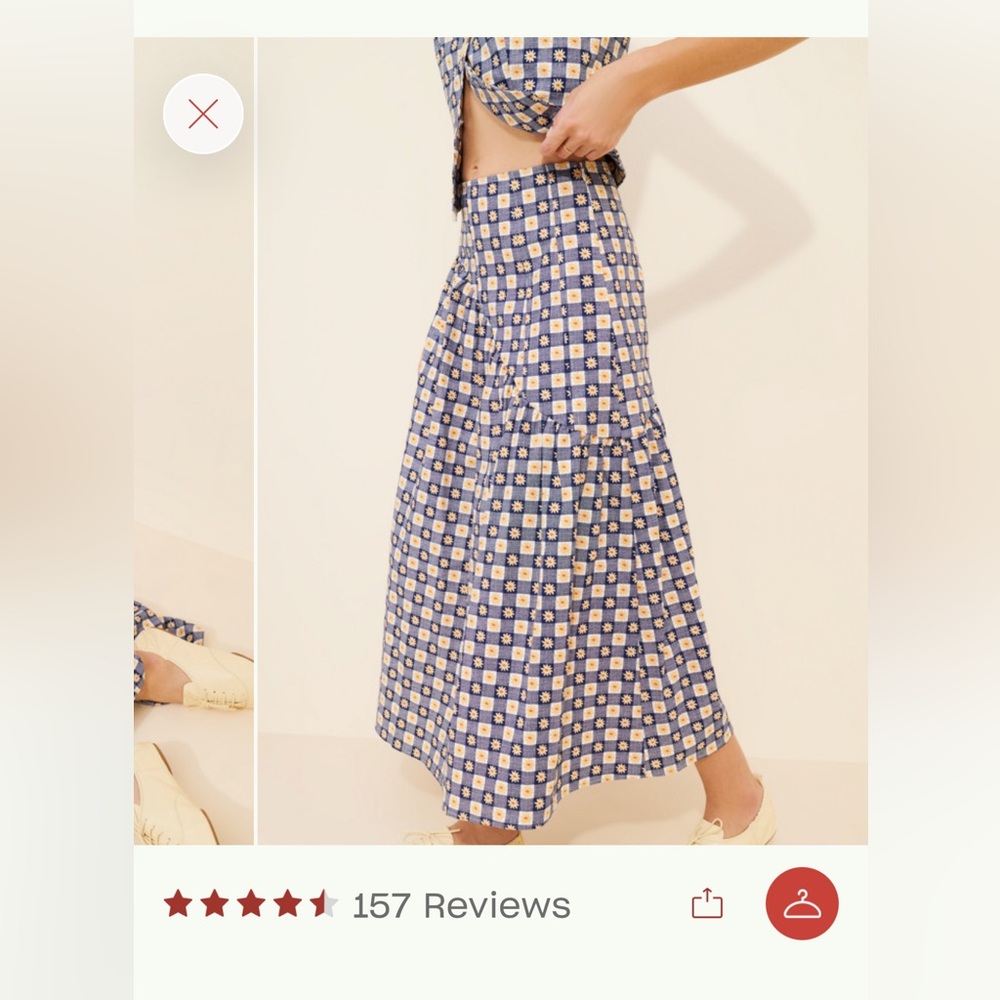 Lisa Says Gah Blue and Cream Checked Maxi Skirt